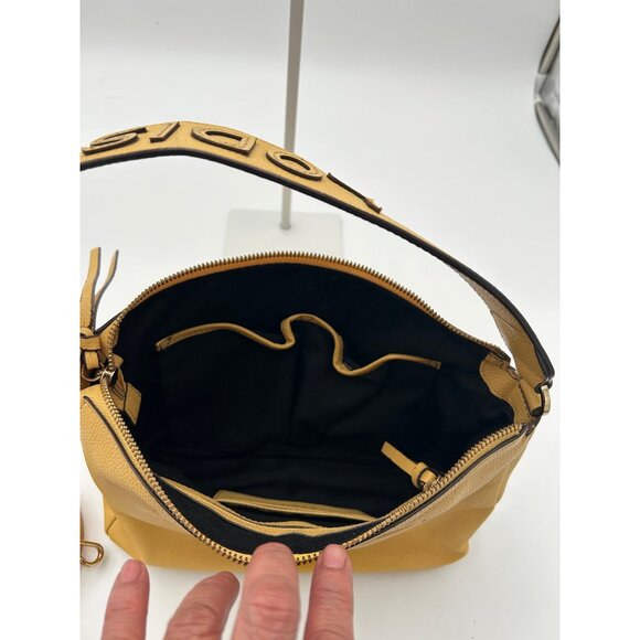 LODIS Payton Crossbody Convertible Shoulder Bag – Mustard Yellow Pebbled Leather - Picture 9 of 11